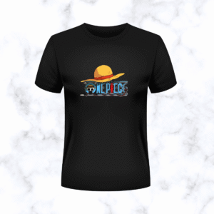 one piece logo graphic t shirt – black unisex anime tee