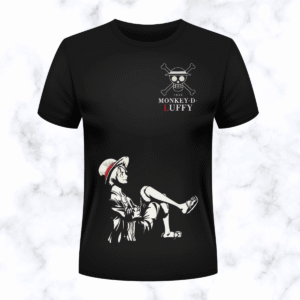 one piece luffy black t shirt (minimal art)
