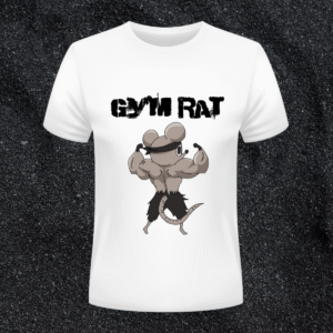 gym rat cartoon white t shirt
