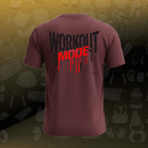 back attack: workout mode dripping graphic t shirt maroon (rear print)
