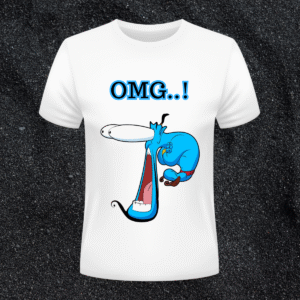 omg genie wide mouth funny graphic white t shirt