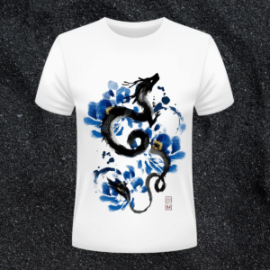 black dragon ink wash art t shirt