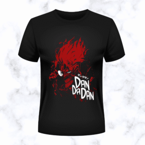 dan da dan manga okarun/momo red & black graphic t shirt