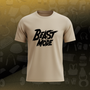 workout essential: beast mode brushstroke t shirt tan/beige