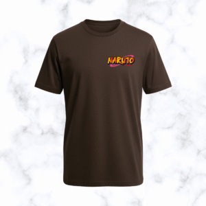naruto logo t shirt – minimal anime graphic tee | brown casual japanese anime shirt